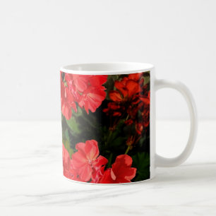 Mug Le géranium rouge de style antique fleurit des