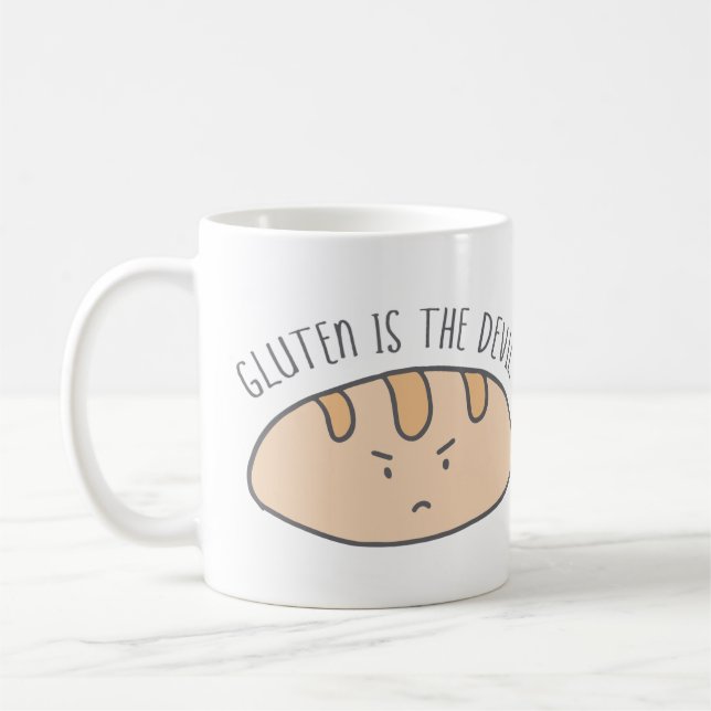 Mug Le gluten drôle est le gluten de diable libre (Gauche)