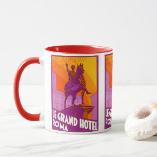 Mug Le Grand Hotel Roma Statue, Italie, Voyage Vintage