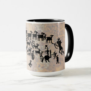 Mug Le grand panneau de pétroglyphe de chasse