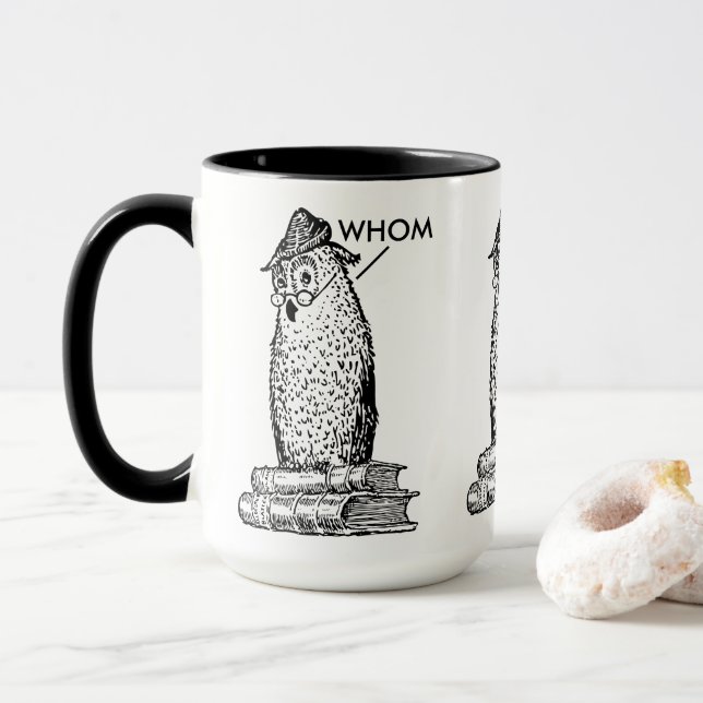 Mug Le hibou de grammaire indique qui (Avec donut)