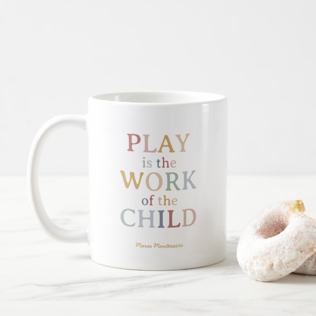 Mug Le jeu est l'oeuvre de l'enfant Maria Montessori (Avec donut)