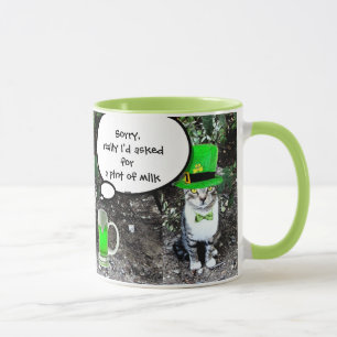 MUG LE JOUR DE SAINT PATRICK CAT WITH GREEN IRISH