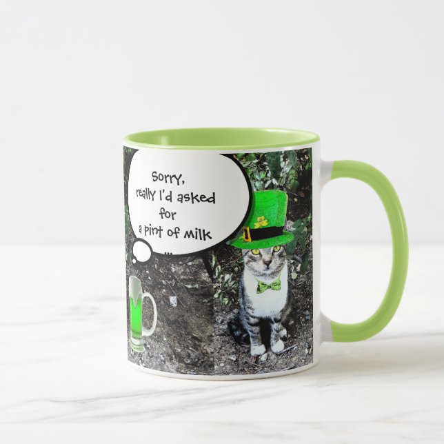 MUG LE JOUR DE SAINT PATRICK CAT WITH GREEN IRISH (Droite)