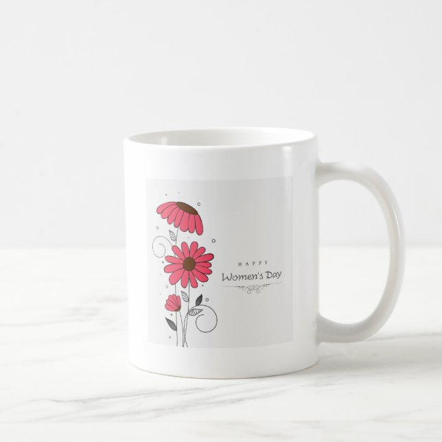 Mug Le jour des femmes et dessiné des flowes roses (Droite)