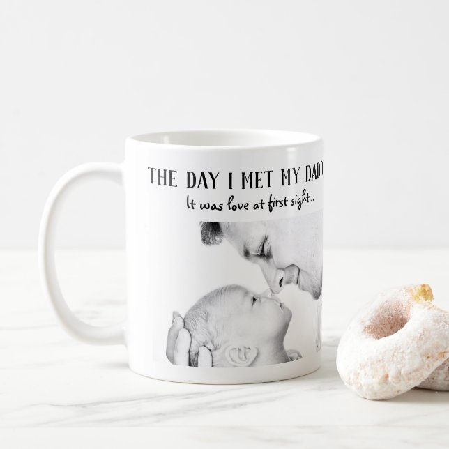 Mug Le jour où j'ai rencontré mon père Photo première  (Avec donut)