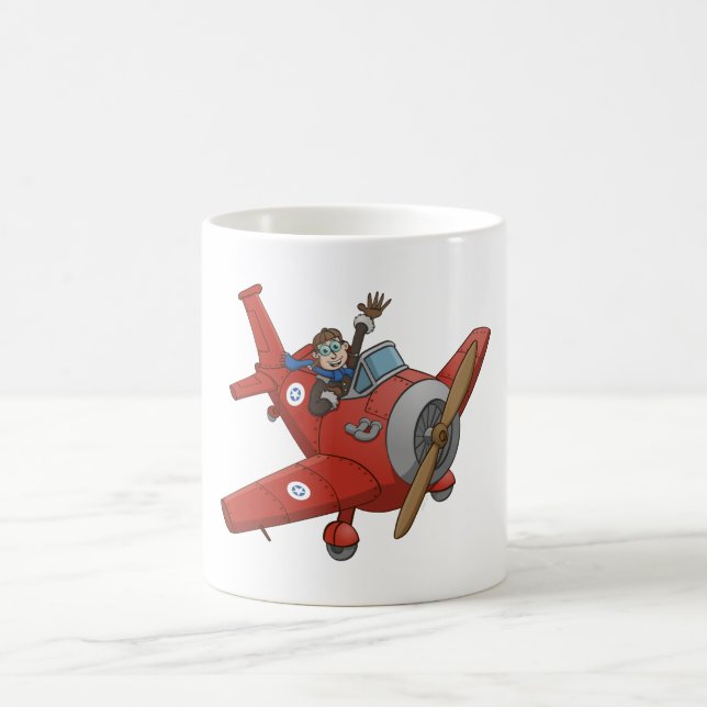 Mug Le joyeux pilote dans l'avion rouge. (Centre)