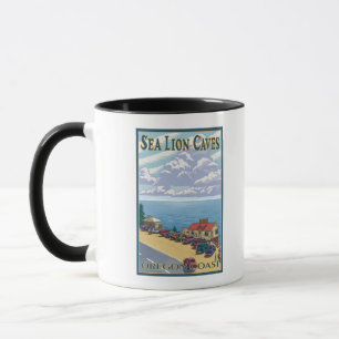 Mug Le lion d'OregonSea foudroie l'affiche de Vintage