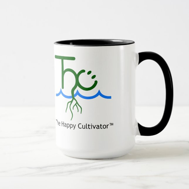 Mug Le logo heureux de Cultivator™ et les 15oz nommés (Droite)