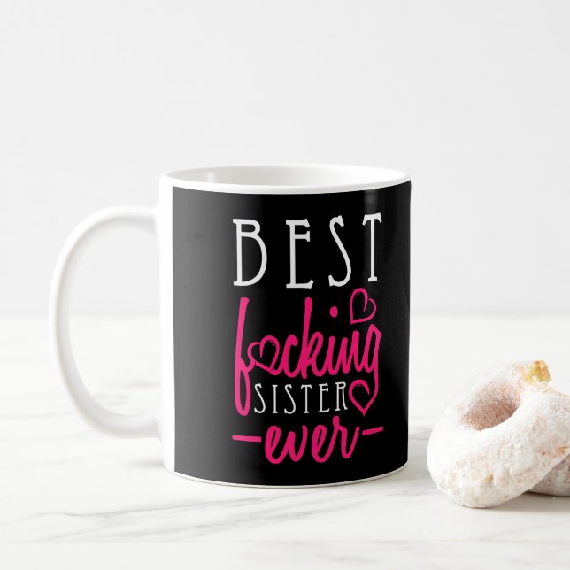 Mug Le meilleur blanc rose noir classique de soeur de (Avec donut)