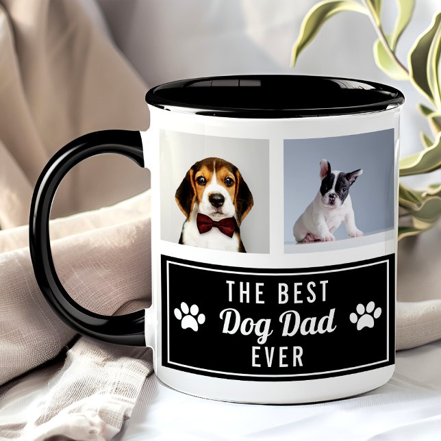 Mug Le meilleur chien papa jamais Black Pet Collage ph (Créateur téléchargé)