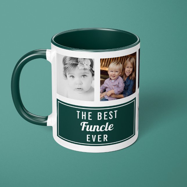 Mug Le Meilleur Funcle Jamais Green Collage Photo Oncl (Créateur téléchargé)