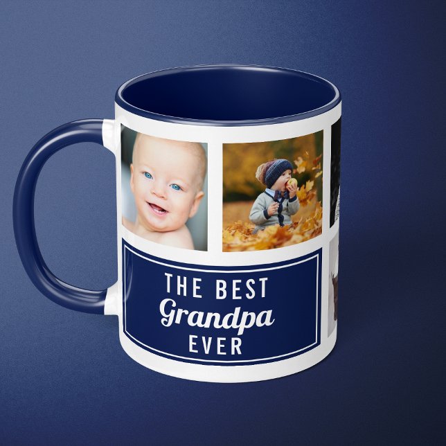 Mug Le meilleur grand-père jamais marine Collage bleu  (Créateur téléchargé)