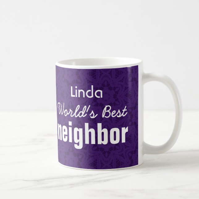 Mug Le meilleur nom fait sur commande pourpre VOISIN (Droite)