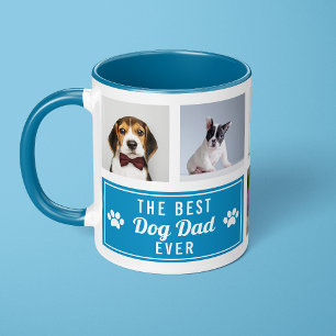 Mug Le Meilleur Papa Chien Bleu Collage Photo