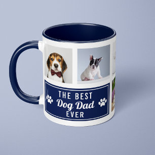 Mug Le Meilleur Papa Chien du Monde Collage Photo Bleu