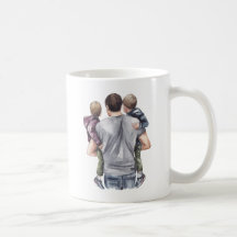 Le meilleur papa du monde tenant ses deux fils