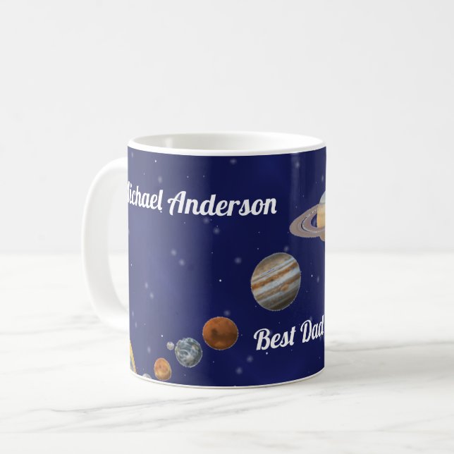 Mug Le meilleur papa personnalisé dans l'univers ! (Devant gauche)
