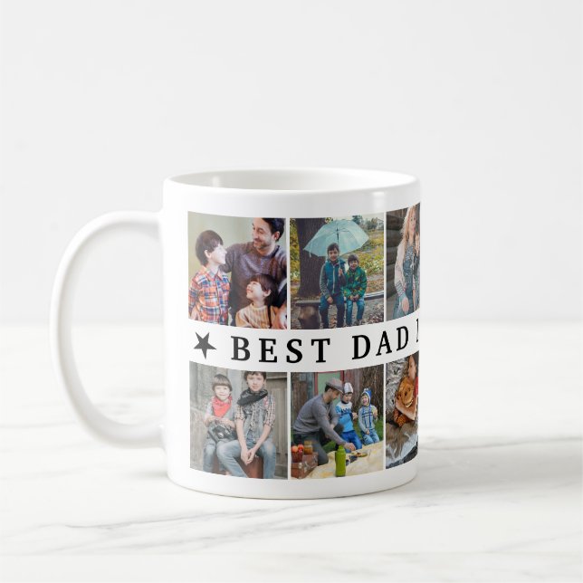 Mug Le Meilleur Père Du Monde Des Étoiles Collage Phot (Gauche)