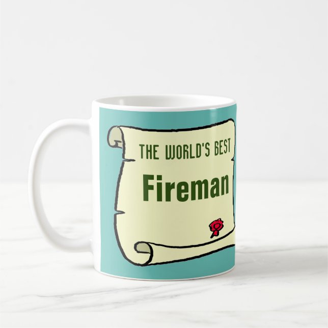 Mug Le meilleur pompier du monde. (Gauche)