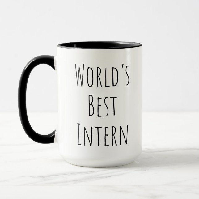 Mug Le meilleur stagiaire du monde noir (Gauche)