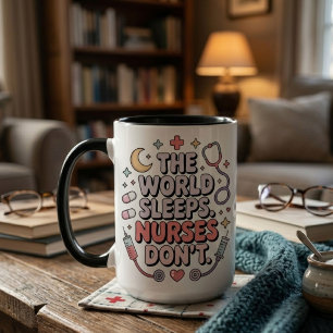 Mug Le monde dort, l'infirmière ne rit pas, le cadeau 