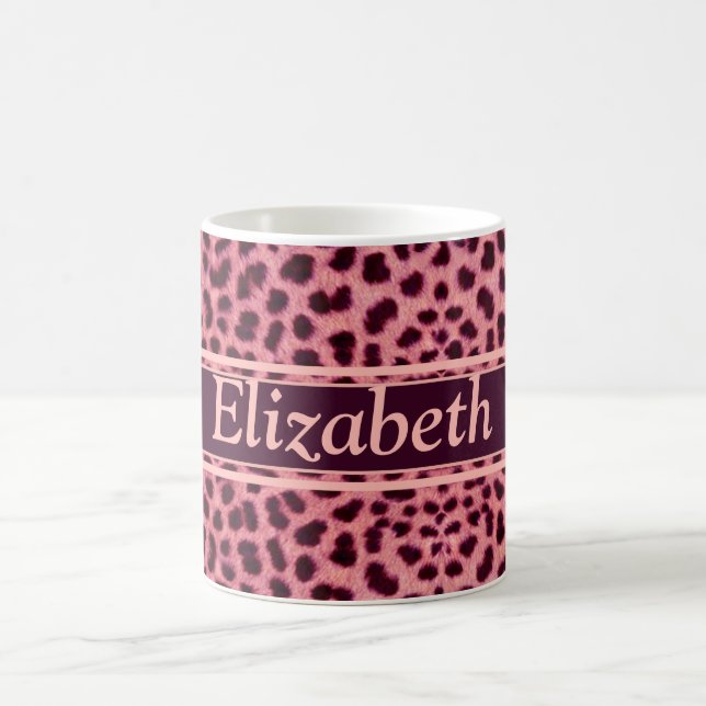 Mug Le motif rose de peau de léopard personnalisent (Centre)