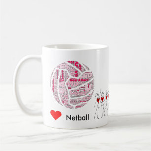 Mug Le net-ball d'amour place le nuage de mot