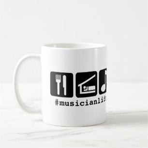 Mug Le noir mangent des icônes de musique de sommeil