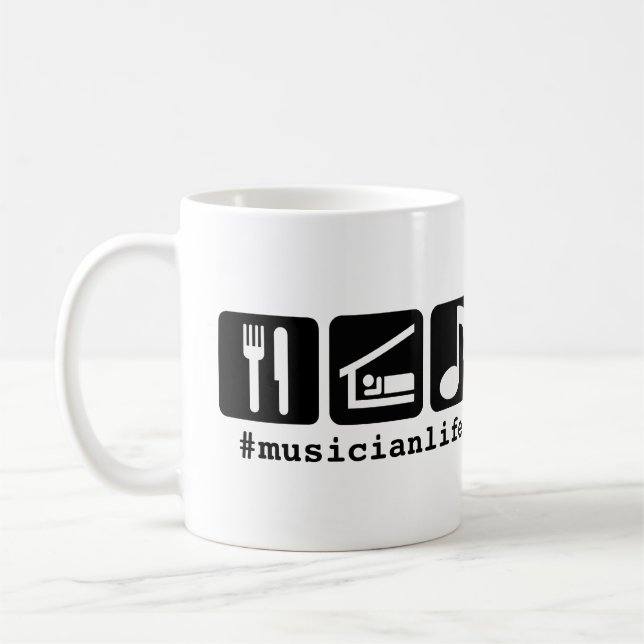 Mug Le noir mangent des icônes de musique de sommeil (Gauche)