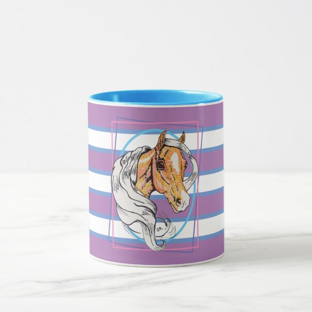 Mug Le Palomino (rayures bleu, noir et blanc) (Centre)