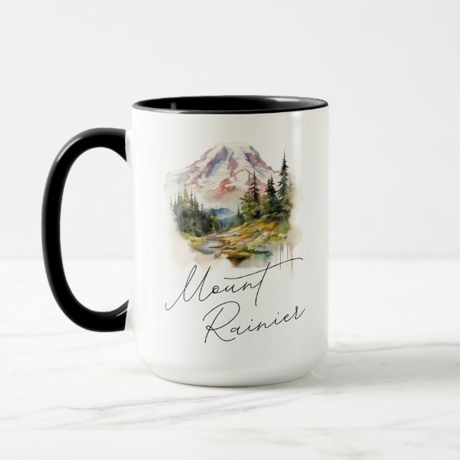 Mug Le paysage de l'aquarelle du Mont Rainier (Gauche)