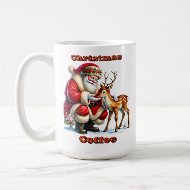 Mug Le Père Noël interagit avec un renne doux (Gauche)