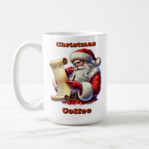 Mug Le Père Noël vérifie sa longue liste de cadeaux