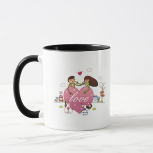 Mug Le plan rapproché d'un couple tenant un coeur