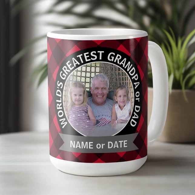 Mug Le plus grand papa grand-père du monde Modèle phot (Custom Mug)