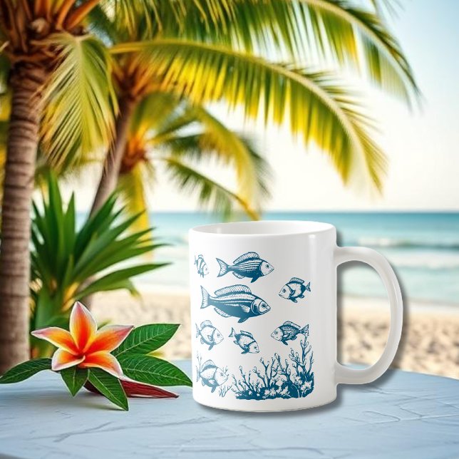 Mug Le poisson sous l'eau style pêcheur tendance (Fishes Fisherman Trend Beach Summer Mug)