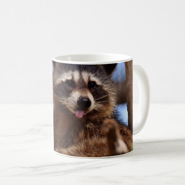 Mug Le raton laveur drôle le collant est langue (Devant droit)