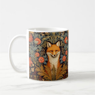 Mug Le renard et les fleurs rouges style Art nouveau