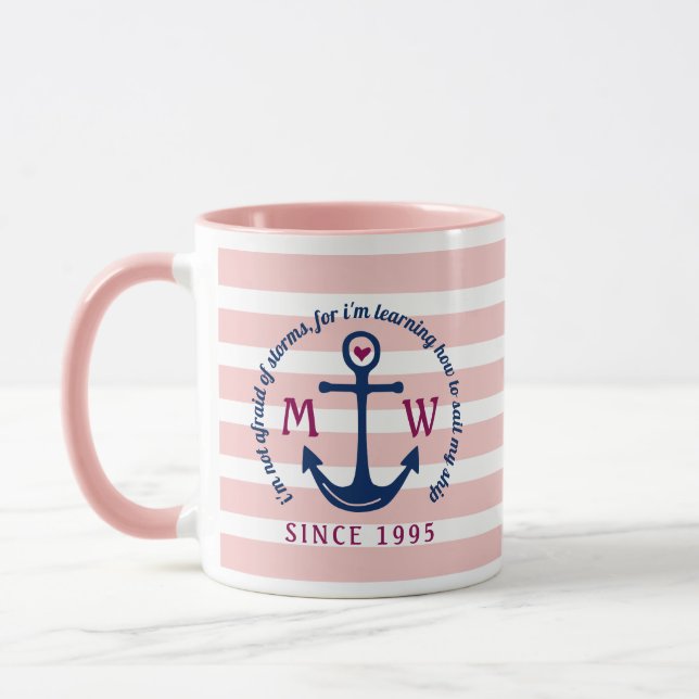Mug Le rose de coeur d'Ancre barre le logo nautique de (Gauche)