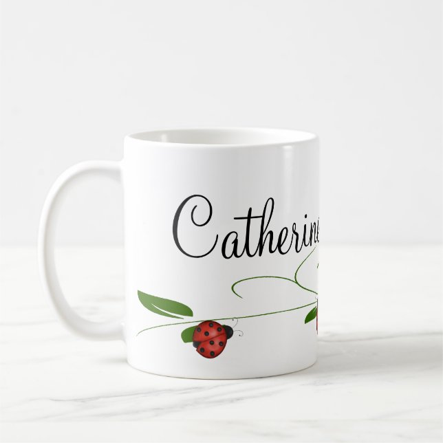 Mug Le rose rouge et le café de coccinelles/thé (Gauche)