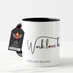 Mug Le script WORK LOVE BALANCE avec mini cœur boussol