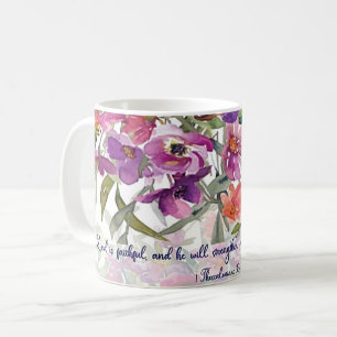 Mug Le Seigneur est fidèle aquarelle fleurie chrétien