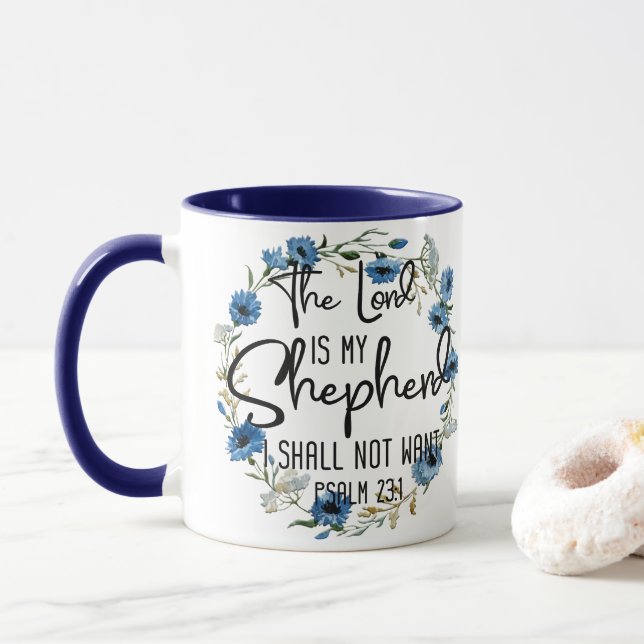 Mug Le Seigneur est mon berger| Psaume 23:1 Bible Vers (Avec donut)