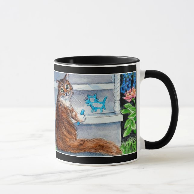 Mug Le signe de clochard de chat, dame aimable vit ici (Droite)