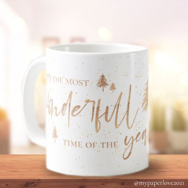 Mug Le Temps Le Plus Merveilleux De L'Année Noël Or (Créateur téléchargé)