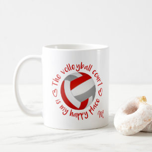 Mug le terrain de volley-ball rouge gris est mon endro