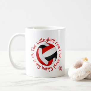 Mug le terrain de volley-ball rouge noir est mon endro