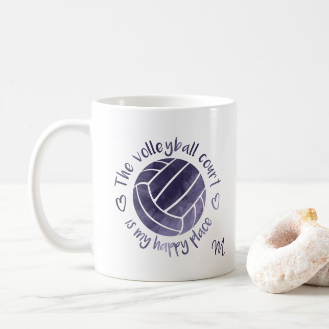 Mug Le terrain de volley est mon joyeux endroit violet (Avec donut)