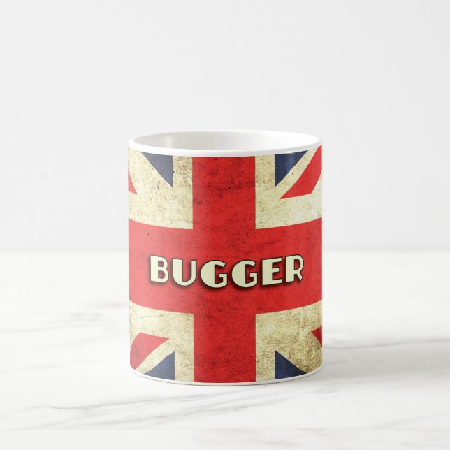 Mug Le texte britannique sur la grunge | d'Union Jack (Centre)